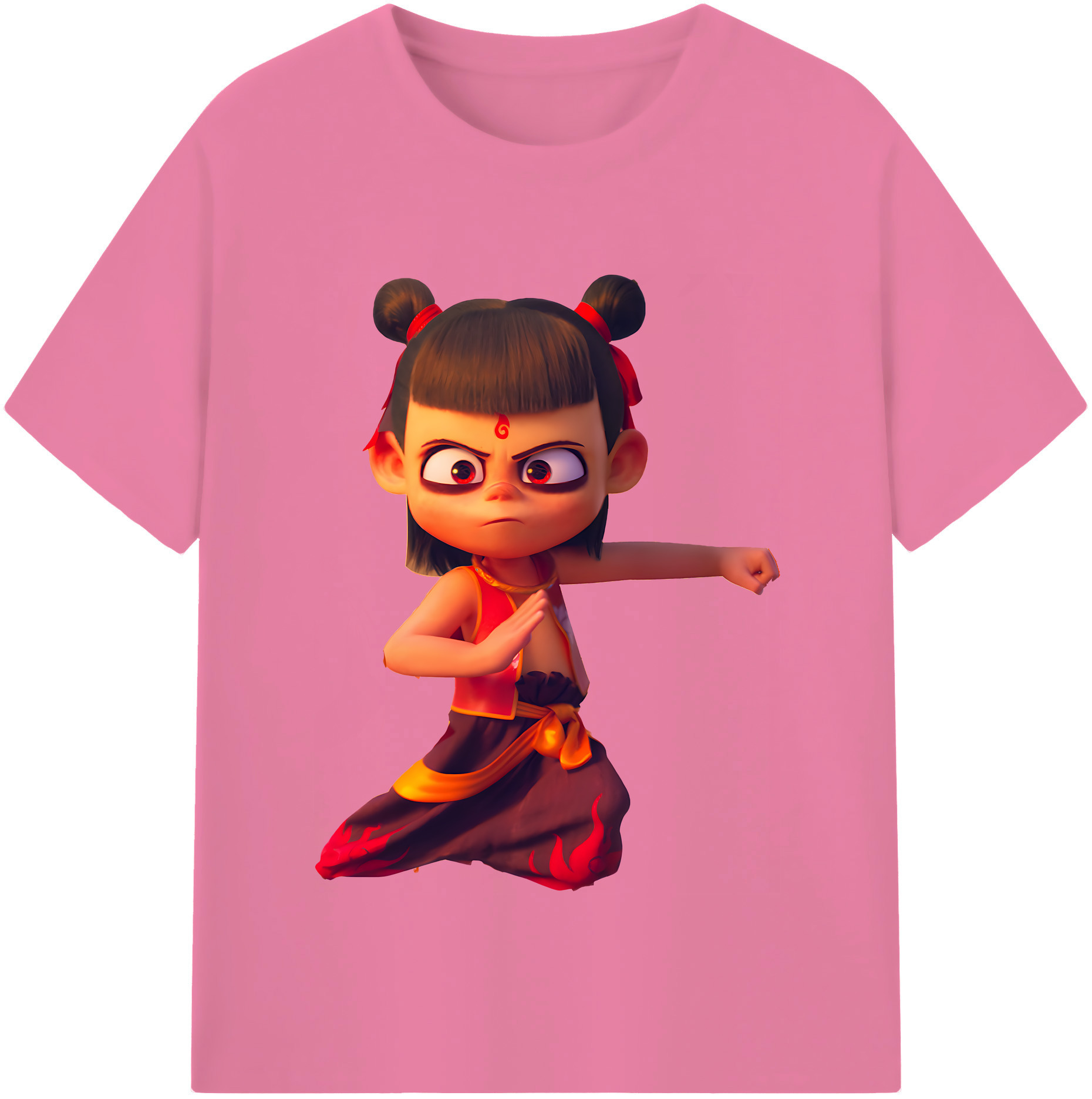 （画像用） Ne Zha 2 ナタ 魔童の大暴れ 綿100％半袖Tシャツ（フロントプリント）
